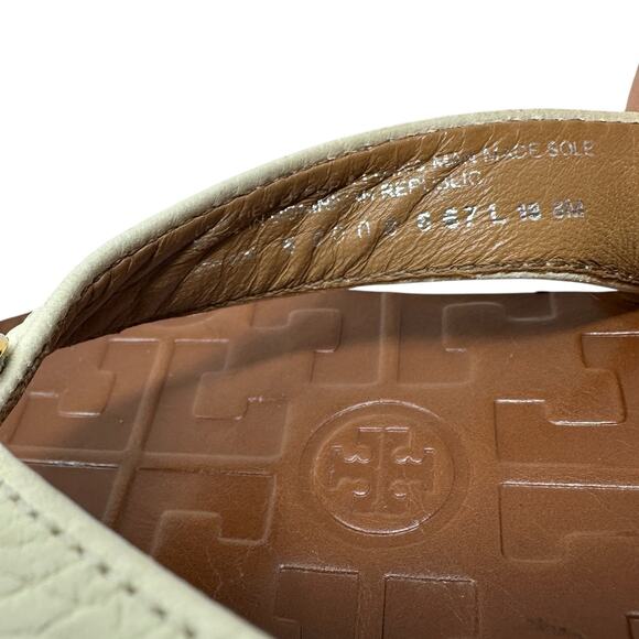 Tory Burch Thora Thong Sandals Flip Flops Patent Leather Ivory Gold Size US 8 - Picture 14 of 14